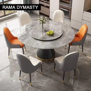 Living Room Marble Dining Table Modern Simple Household Round Table Turntable Round Rock Slab Eating Table Restaurant Kitchen