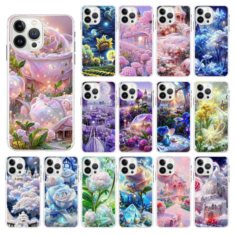 

Nature Flower Peony Rose Heaven Phone Case For iphone 14 13 12 11 Pro Max Case For iphone XS MAX X XR SE2 8 7 Plus