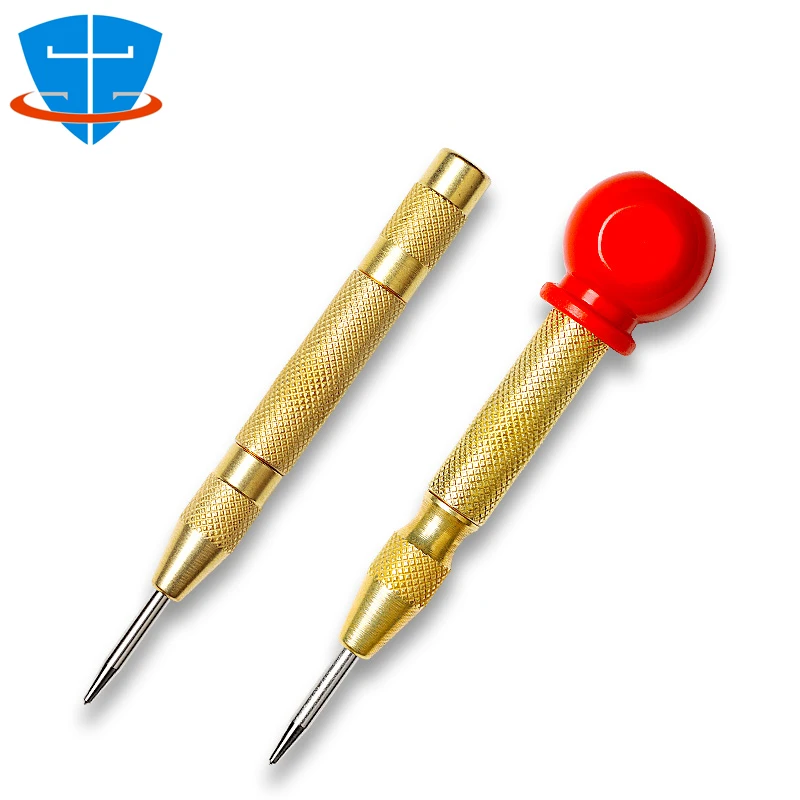 Gold Automatic Center Punch Spring Locator Woodworking Metal Tile Glass Window Drill Press Hole Marker Positioning Hand Tools
