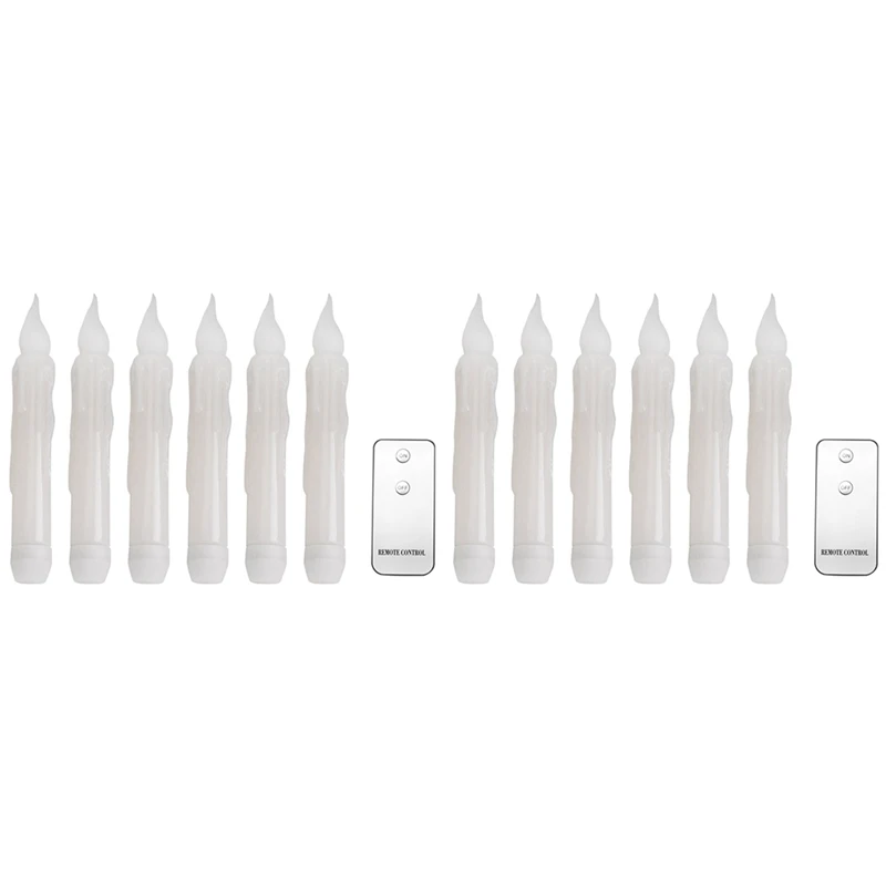 

LED Flameless Taper Candles, 12Pcs Flickering Battery Operated Taper Candlesticks With Remote Control,Warm White