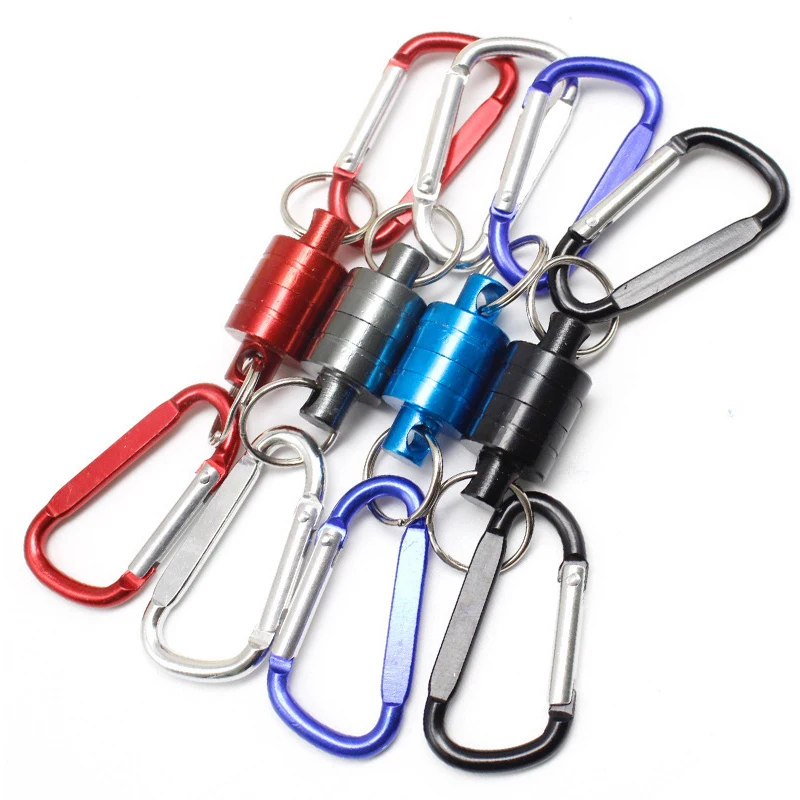

8cm Outdoor Fishing Tool Strong Magnetic Carabiner Aluminum Alloy Portable Mountaineering 4kg Load Bearing Capacity