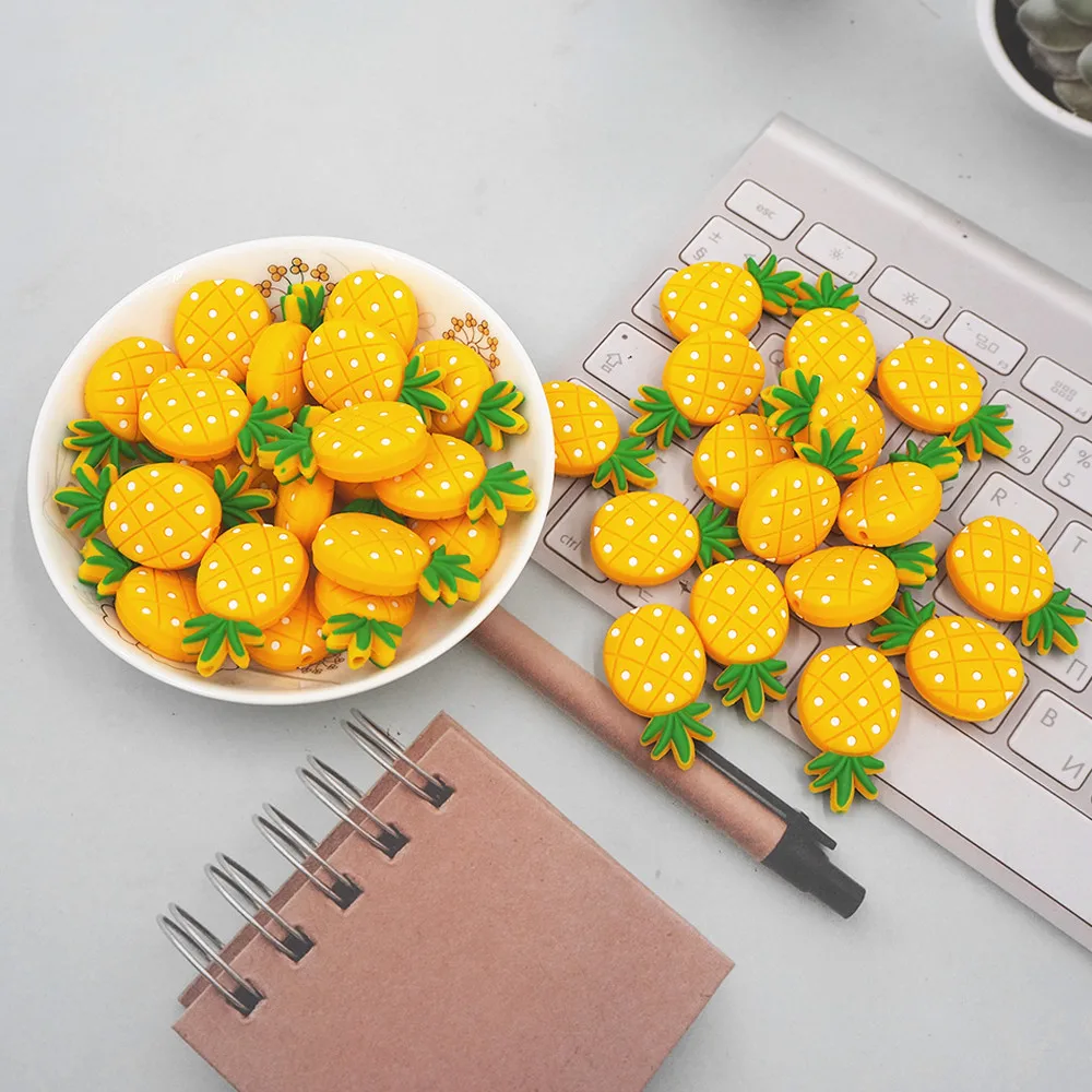 

Chenkai 10pcs Pineapple Beads Baby Silicone Fruit Beads BPA Free Teething Infant Chewable Dummy Necklace Pacifier Molar Toys