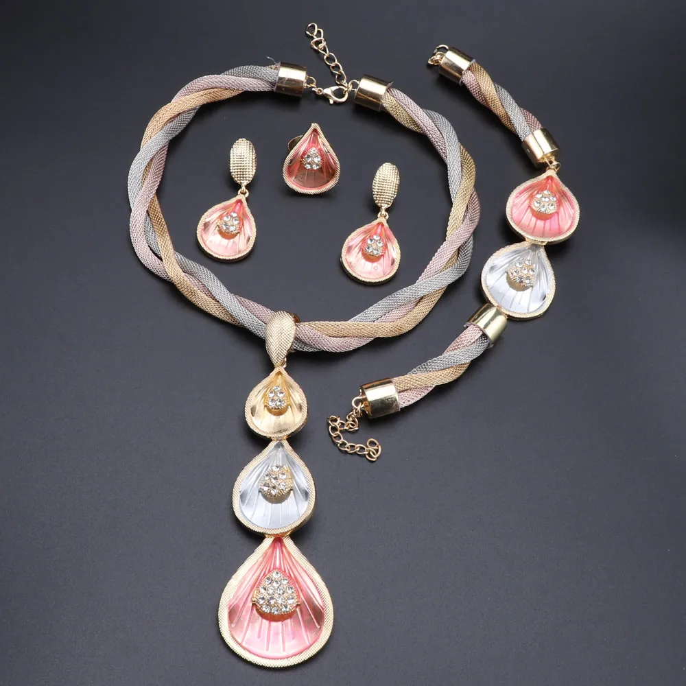 

Модные африканские нигерийские кольца, браслет, ювелирные изделия, подвеска, лепесток, кисточка, подвеска, ожерелье, серьги, Дубай, золотые ю...