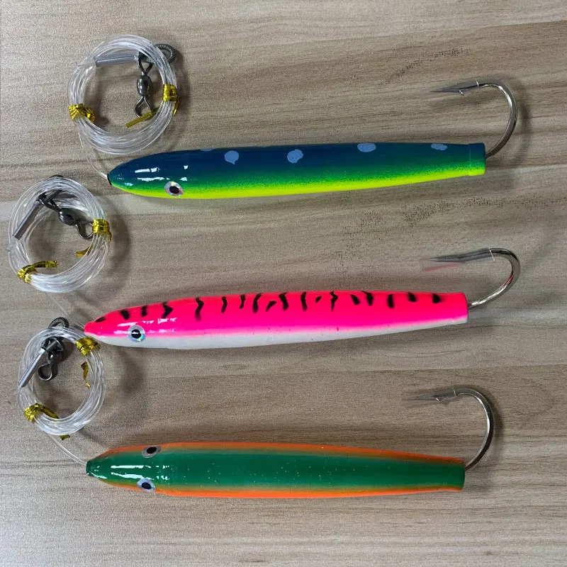 AS Wood Trolling Pencil Bait Seawater Lure Wobbler Angler Drag Flaoting Stickbaits Fishing Marlin Tuna Boat Fishing Pesca Leurre