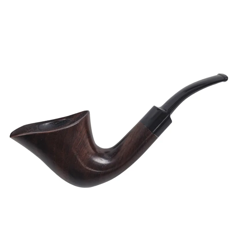 

Large horn pipe, hand-made solid wood, ebony pipe, old-fashioned dry pipe, 9mm activated carbon filter element, male filter