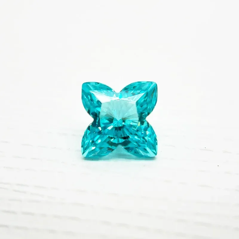 Фото Искусственно выращенный Paraiba с огранкой «Квинкункс», неоново-синий цвет, для изготовления ювелирных изделий своими руками, инкрустации колец и ожерелий, с возможностью выбора, сертификат AGL №1