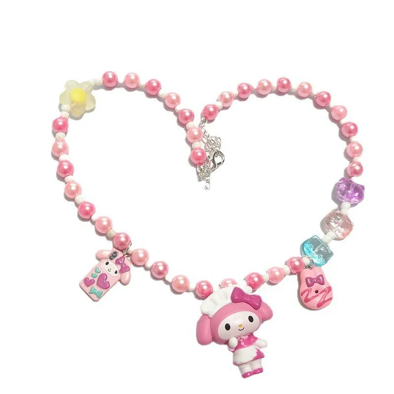 

Милое ожерелье Kawaii Sanrio Mymelody колье до ключицы цепочка свитер милые изысканные модные розовые бусины Аниме Игрушки для девочек