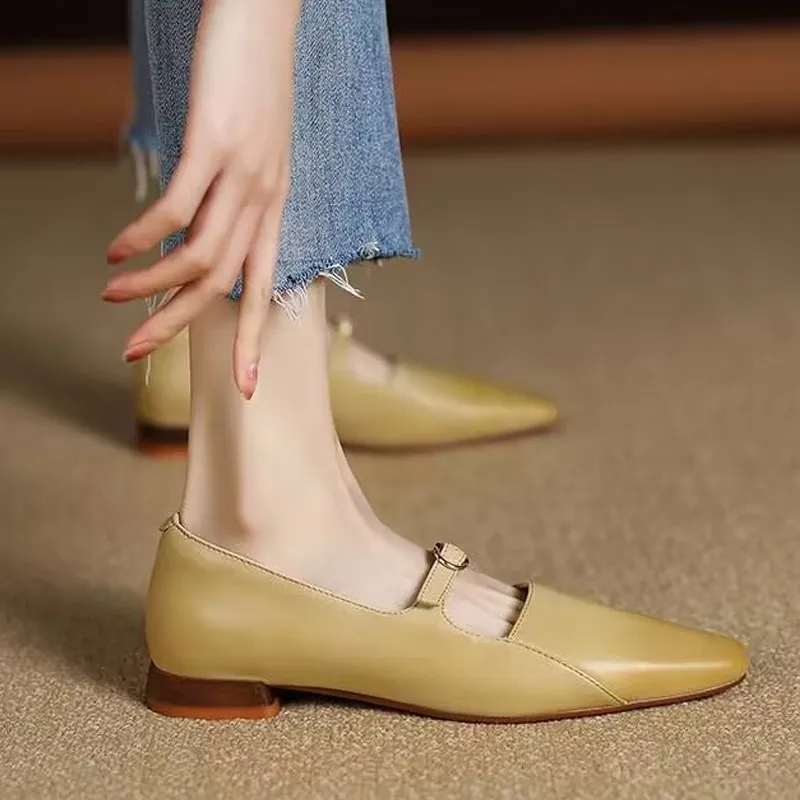 Женские дизайнерские туфли-оксфорды с ремешком Туфли Мэри Джейн острым носком