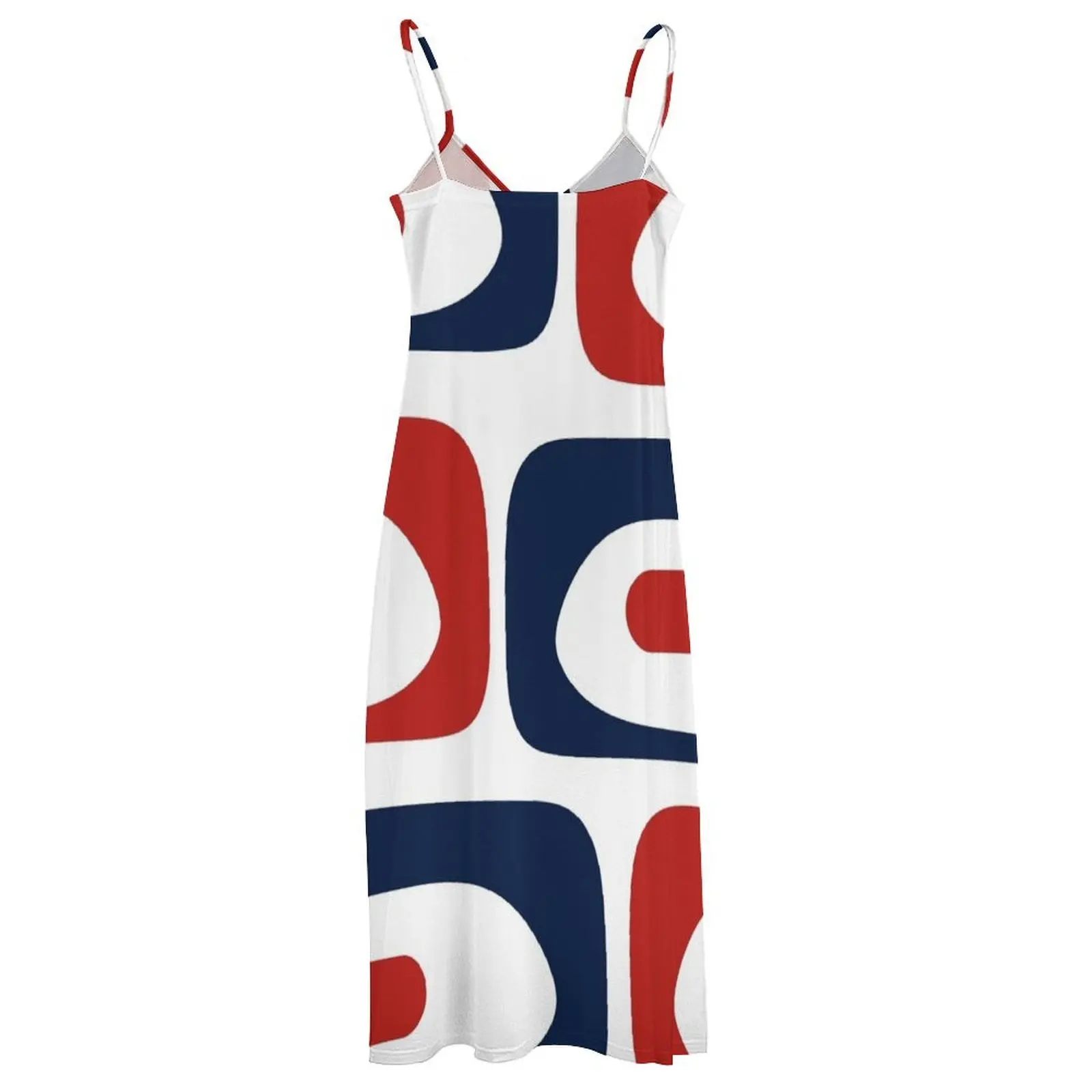 Платье Минималистичный Абстрактный Узор Красный Белый Морской Синий