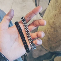 europe and the united states to restore ancient ways of titanium steel man bracelet personality punk band hip hop handsome