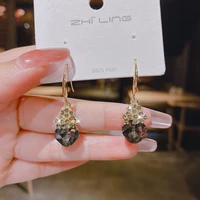 the new wave gun in 2022 black crystal vintage flower earrings with light luxury quality earrings for women