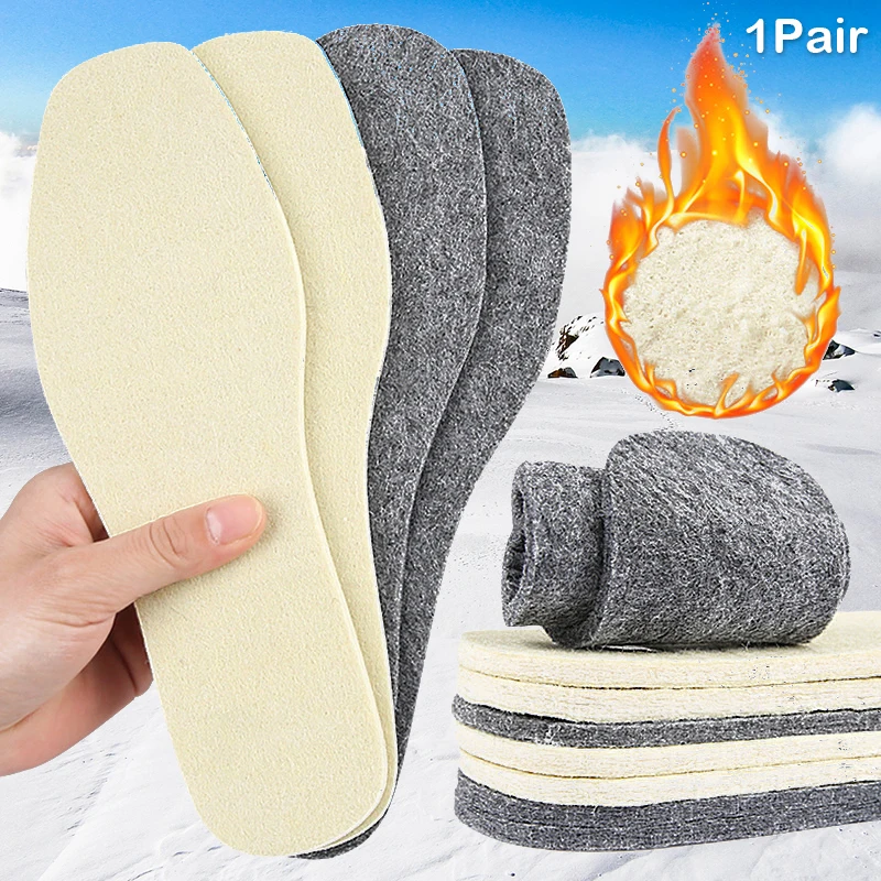 

Winter Warm Insoles Cuttable Thicken Soft Wool Felt Shoe Pads Sweat-absorbent Breathable Snow Boot Sport Inserts