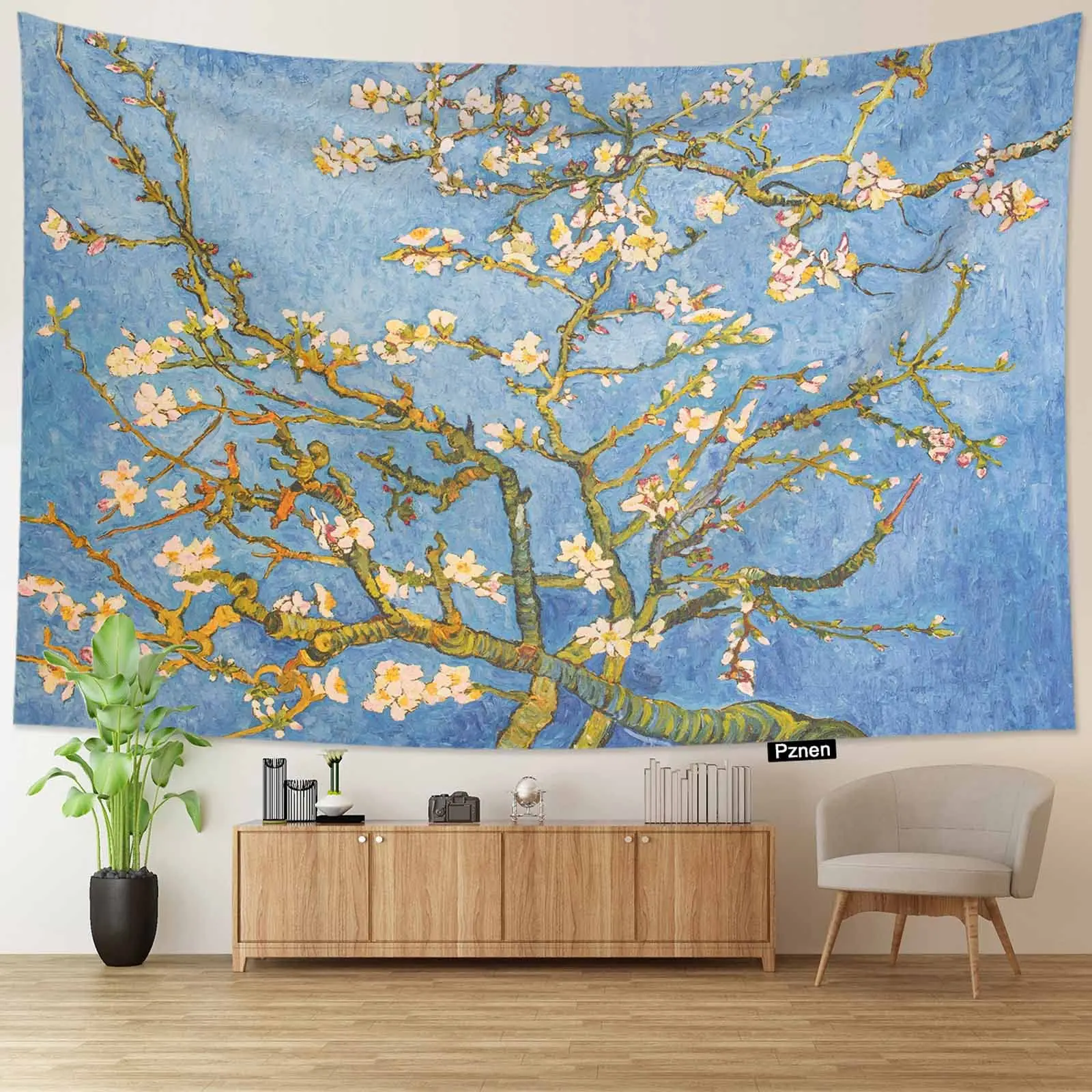 

Almond Tree Tapestries 80x60 Inch Van Gogh Art Painting Floral Flowers Branches Tapestry for Bedroom Aesthetic Home Living Room