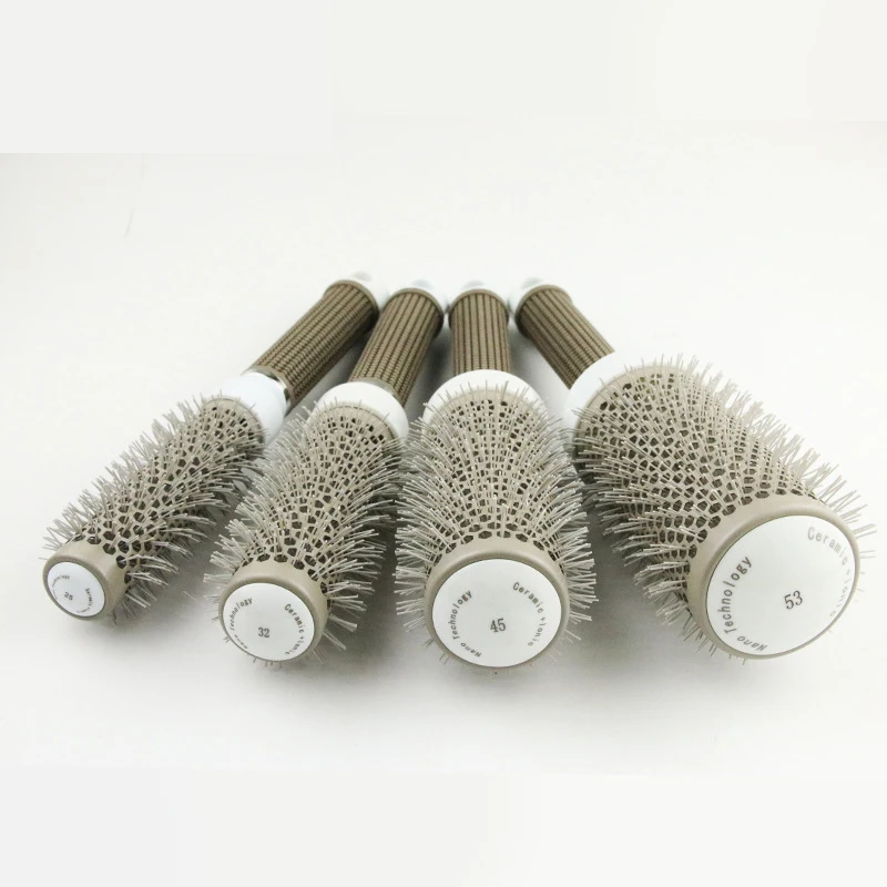 

1 Pcs Cylinder curly hair professional styling gray aluminum tube comb Massage Comb Brush for Hair Hairdresser Hairdressing Tool