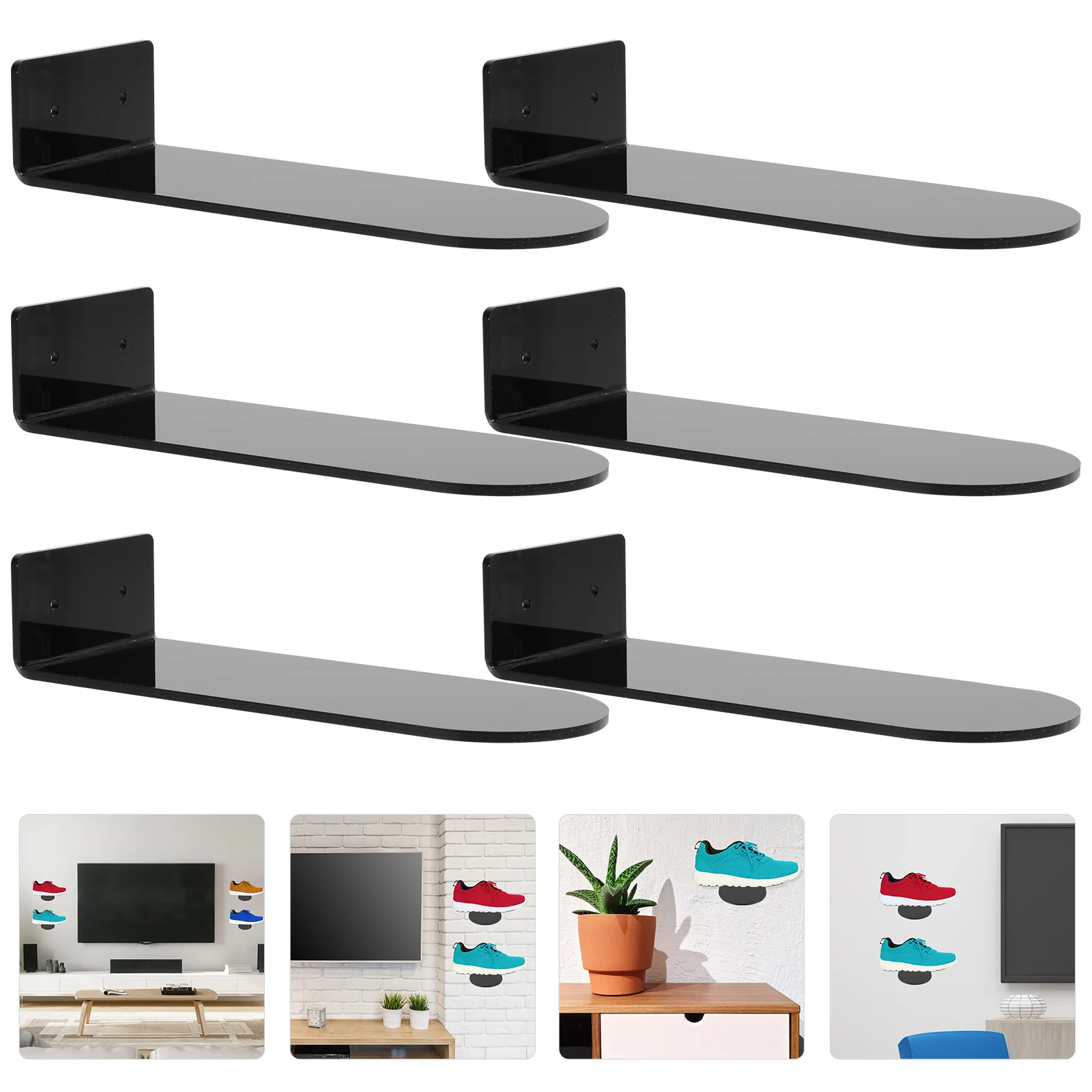

1 Set of Creative Shoes Collection Racks Wall-mounted Floating Shoes Racks (Black)