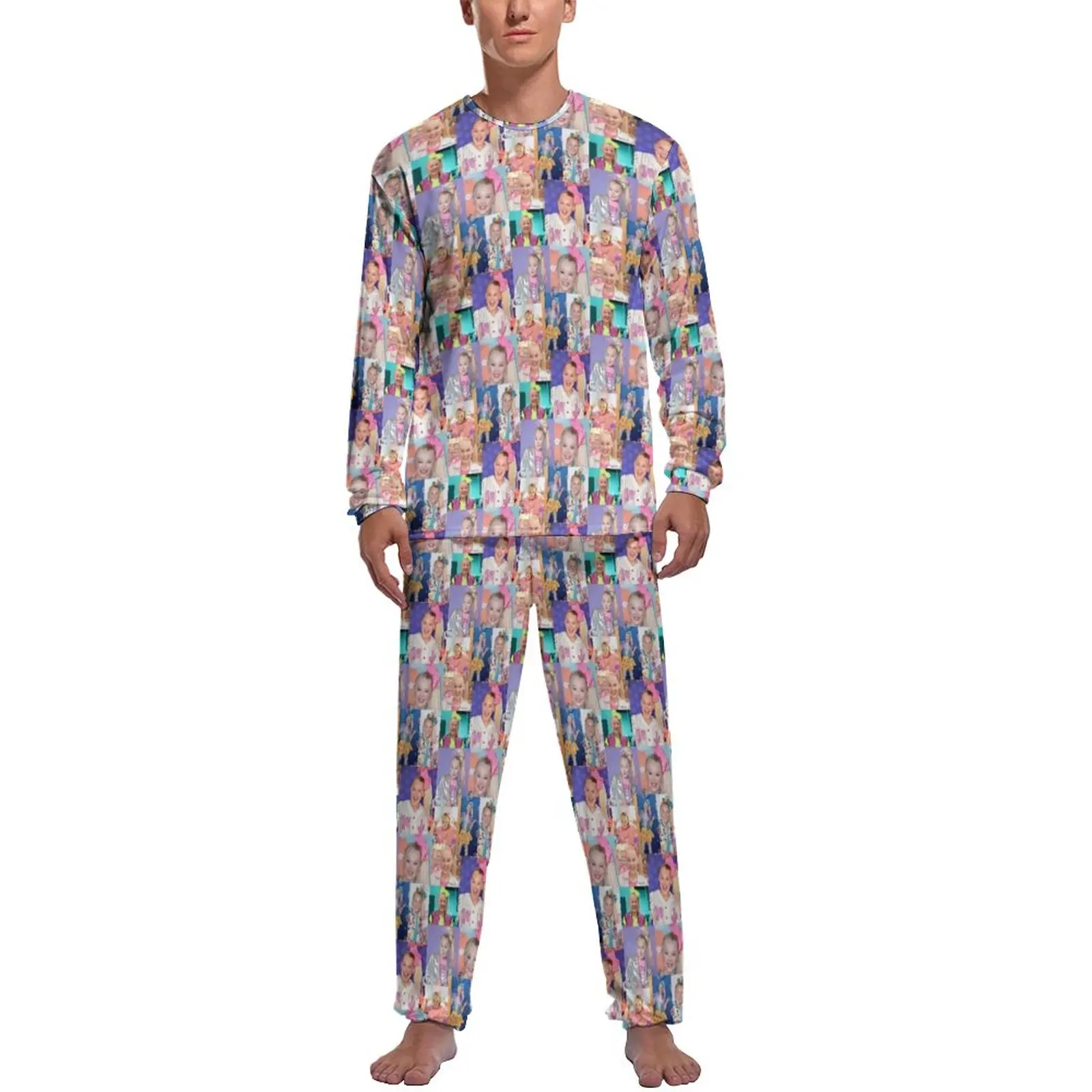

Jojo Siwa дизайн пижамы Весна 2 шт. милые Memes искусство прекрасный пижамный комплект мужской с длинным рукавом Повседневный дизайн пижамы