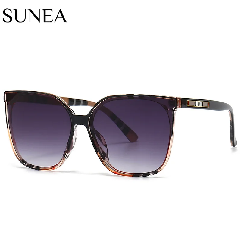 

Солнцезащитные очки «кошачий глаз» UV400 для мужчин и женщин, модные винтажные, в клетку, в большой оправе, с градиентными линзами