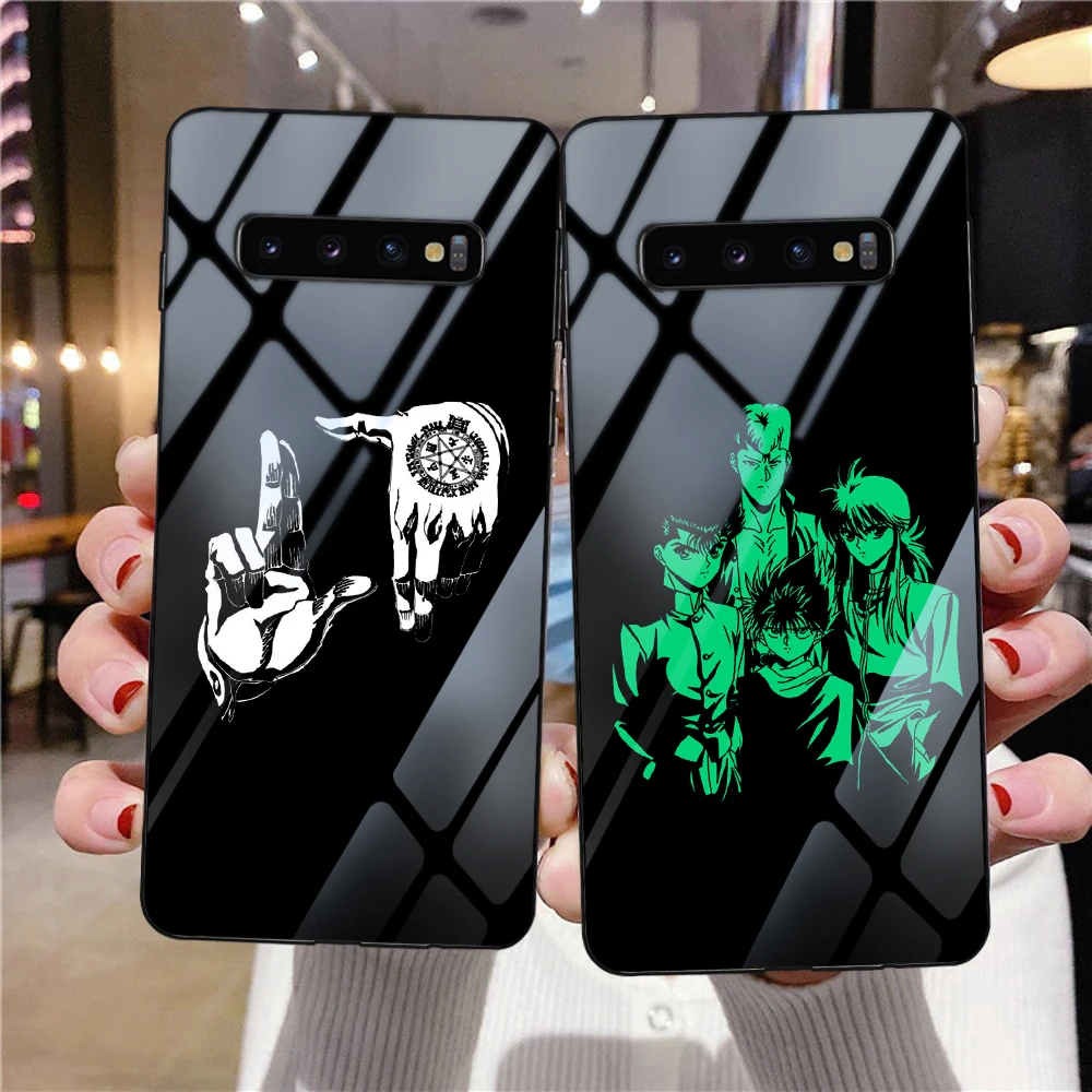 

Japan Anime YuYu Hakusho Luminous Tempered Glass Phone Case for Samsung A51 S21 A52S 5G A50 S20FE A50 S22Ultra Fundas Back Cover