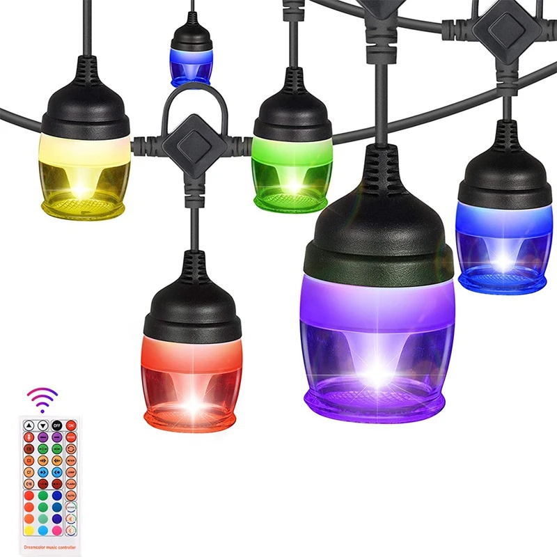 

Waterproof String Lights For Patio,Color Changing With 14 Hanging RGB Dimmable Bulbs,Outdoor Lights String,UK Plug