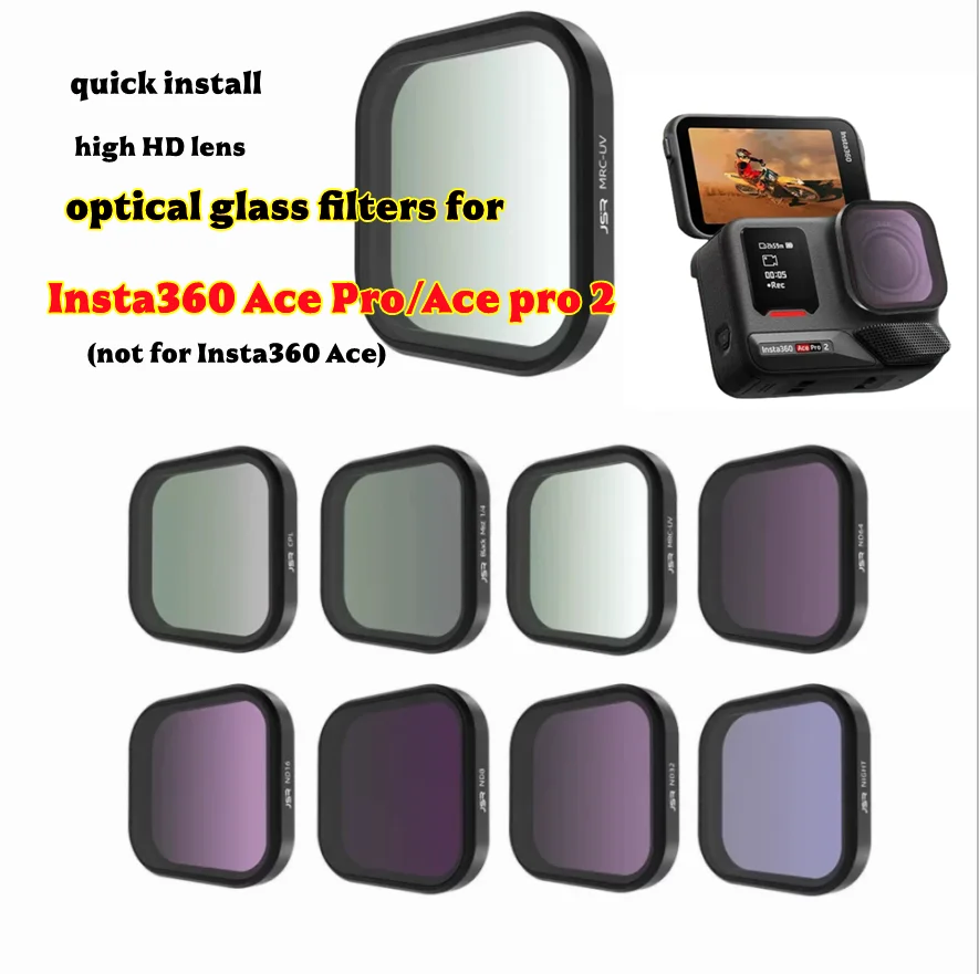 Фото Оптический стеклянный фильтр JSR для Insta360 Ace Pro/Ace Pro2: CPL, UV, ND8/16/32/64, Star Night, NDPL — стеклянные фильтры для спортивных камер №2