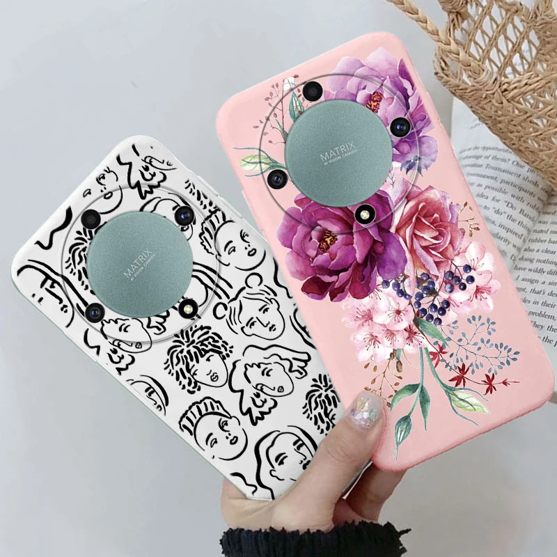 Чехол для телефона Honor X9a Magic 5 Lite X8a X7a X6a X8 X6 70 X40 X7b 90 Smart 50 Plus Play 8T 5G Red Flower Daisy Grass