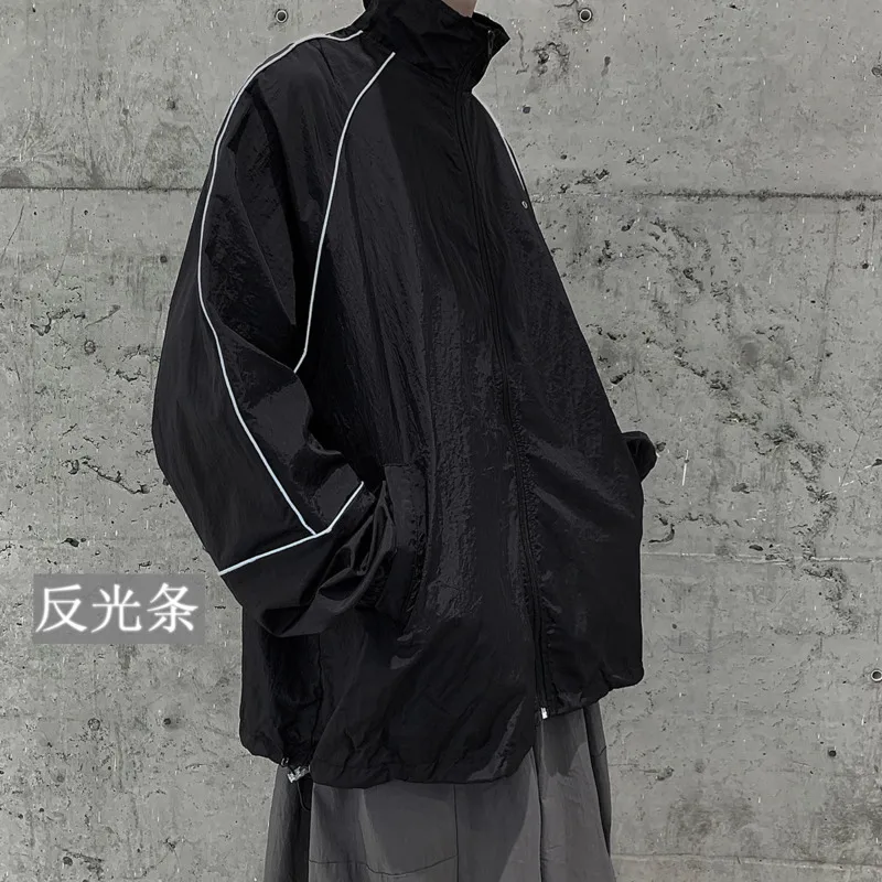 Куртка мужская Тонкая Светоотражающая модная однотонная Повседневная Уличная