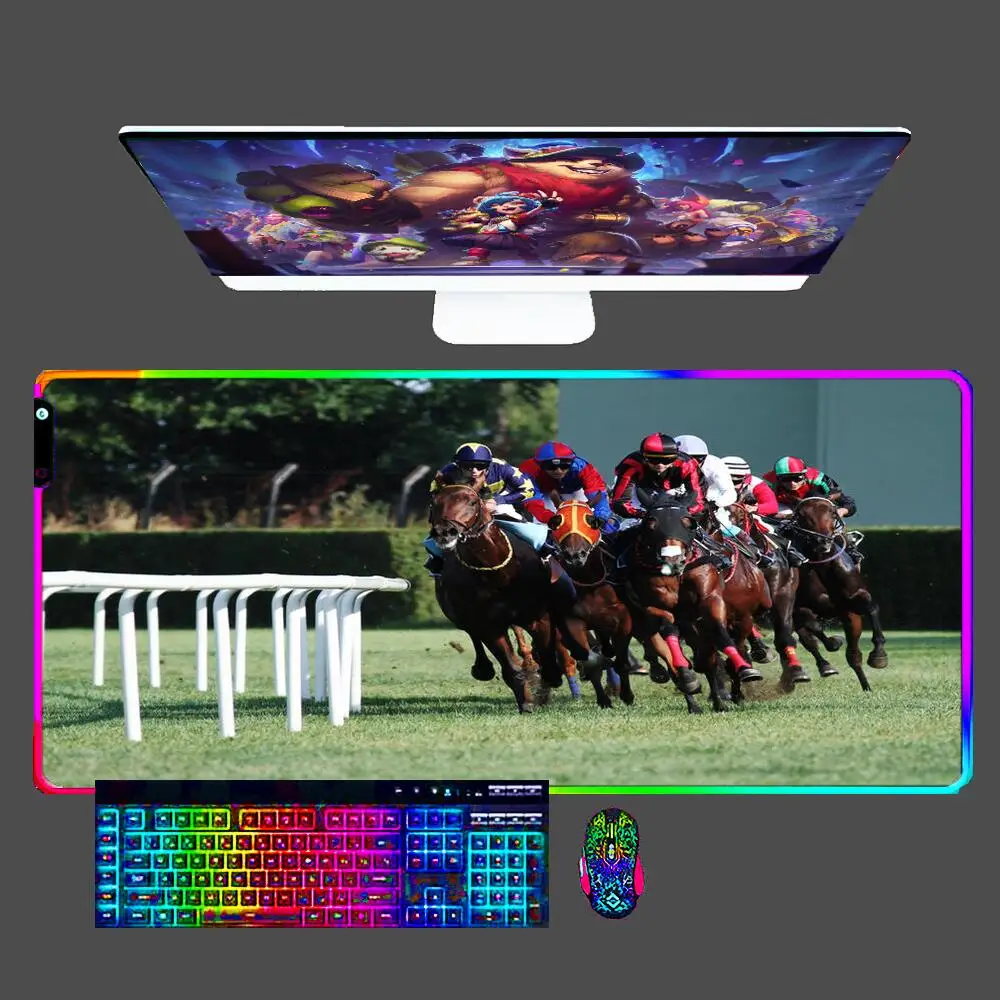 

Horse Racing 90x40cm XXL Rubber Large PC Mousepad RGB Gamer Gaming Office Mouse Pads LED E-sports Keyboard Desk Mat Computer Mat