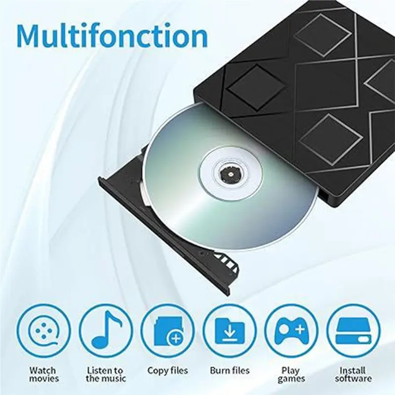 Фото Внешний CD/DVD-привод Y23A 5-в-1 для ноутбука, портативный записывающий привод с функцией чтения карт SD/TF и перезаписывающим DVD-ROM-плеером №3