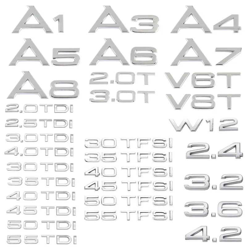 Наклейка на багажник автомобиля 3D ABS хром серебро 2.0 2.5 3.0 4.0 5.0tdi 30 35 40 45 50 55 TDI для Audi