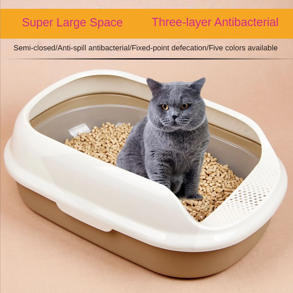 Semi-enclosed Anti-splash Cat Litter Box Crystal Sand Bentonite Available