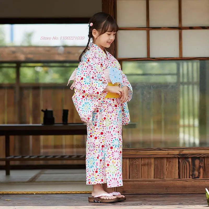 2024 детское винтажное платье японское кимоно юката халат национальный цветочный