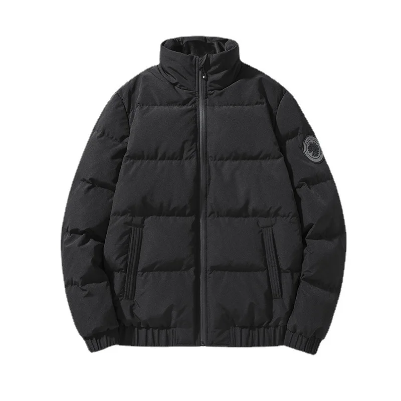 2022 Winter New Large Size Down Jacket Men's Solid Color Stand Collar Coat 80% Velvet White Eiderdown Warm Casual Men's Fashion