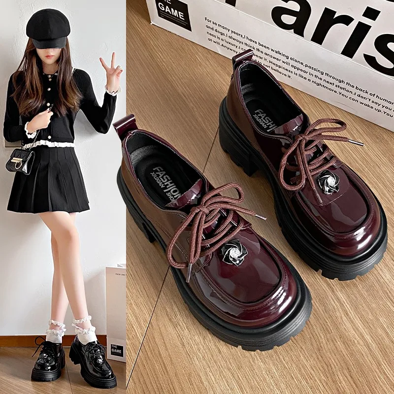 Весенне-осенняя новая женская повседневная обувь однотонная на высоком каблуке