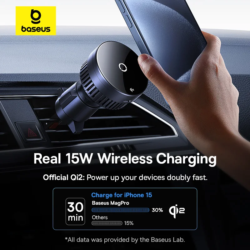 Baseus Qi2 15 Вт автомобильное магнитное Беспроводное зарядное устройство для MagSafe