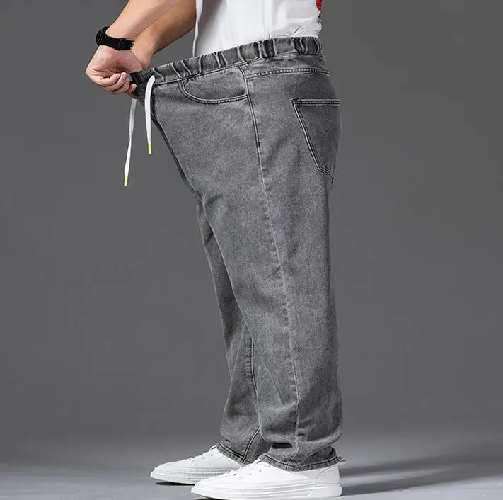 Thick-Legged Big Trousers Wide Leg Jeans Men's Straight Loose Big-Legged Denim Trousers Suitable For Body Weight 50-140 kg