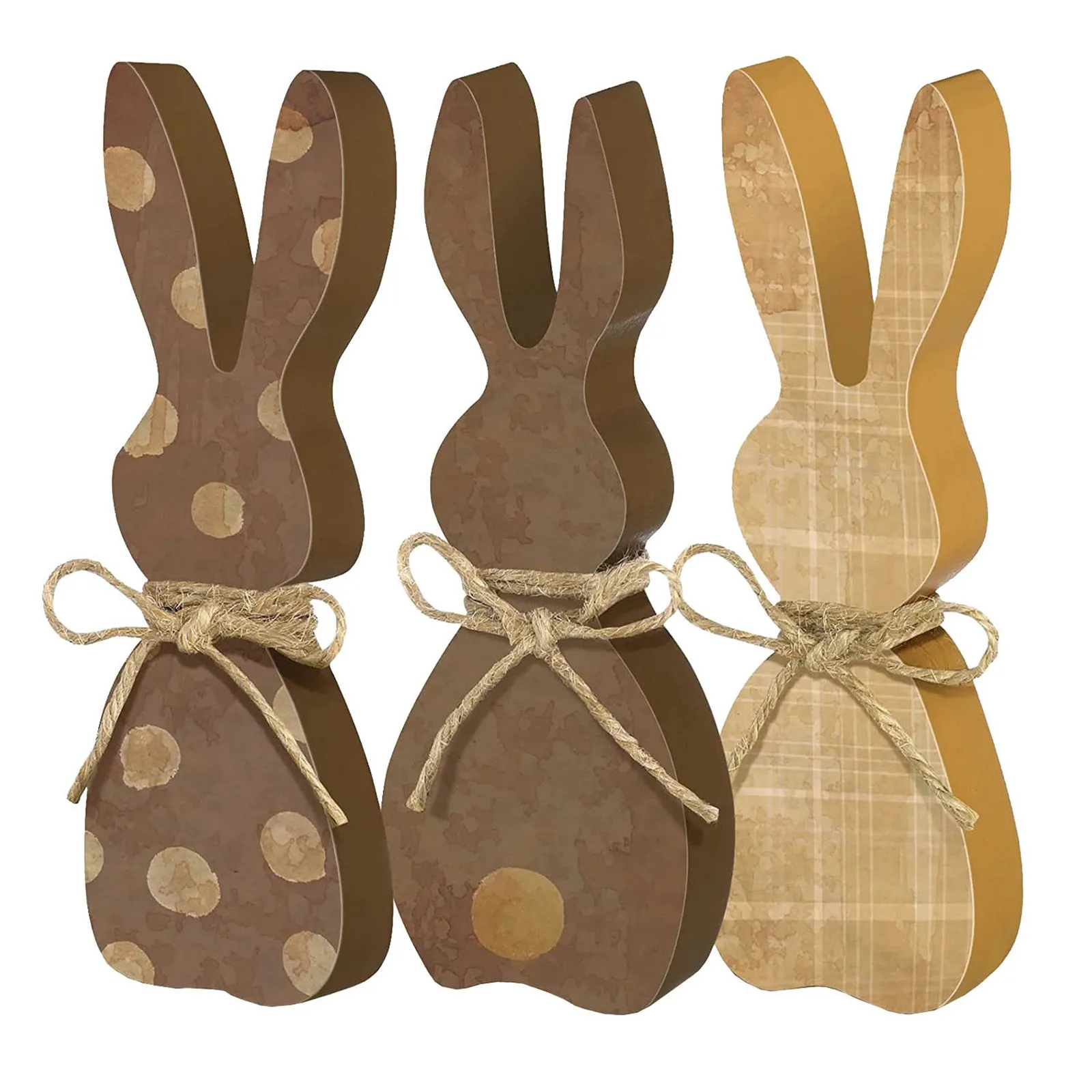 

3pcs Easter Wooden Sign Easter Bunny Wooden Table Centerpieces Freestanding Rabbit Shape Tabletop Decoration For Home Things