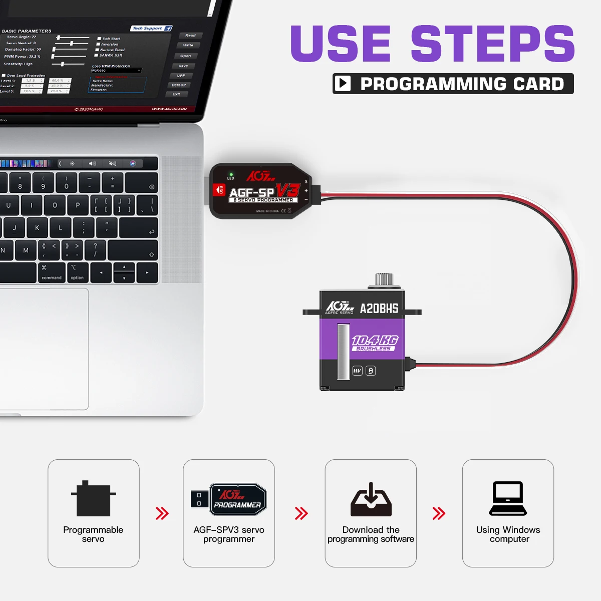 Бесщеточный сервопривод AGFRC A20BHS 10 4 кг быстрый скоростной цифровой микро