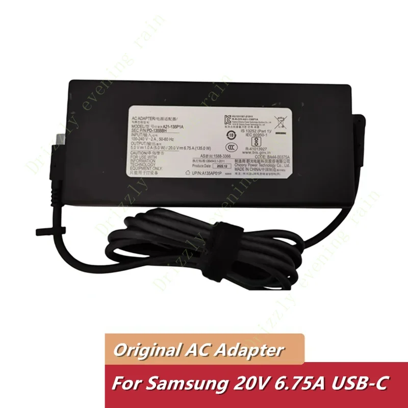 Оригинальный адаптер переменного тока для Samsung A20-135P1A 20 В 6 75 А 135 Вт типа C USB-C