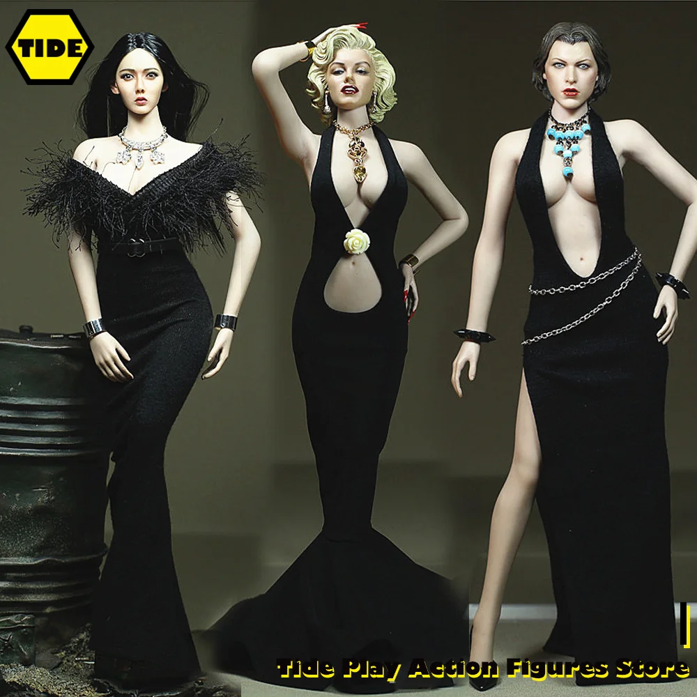 

1/6 женское платье с открытой грудью и вырезом-лодочкой, с открытой спиной