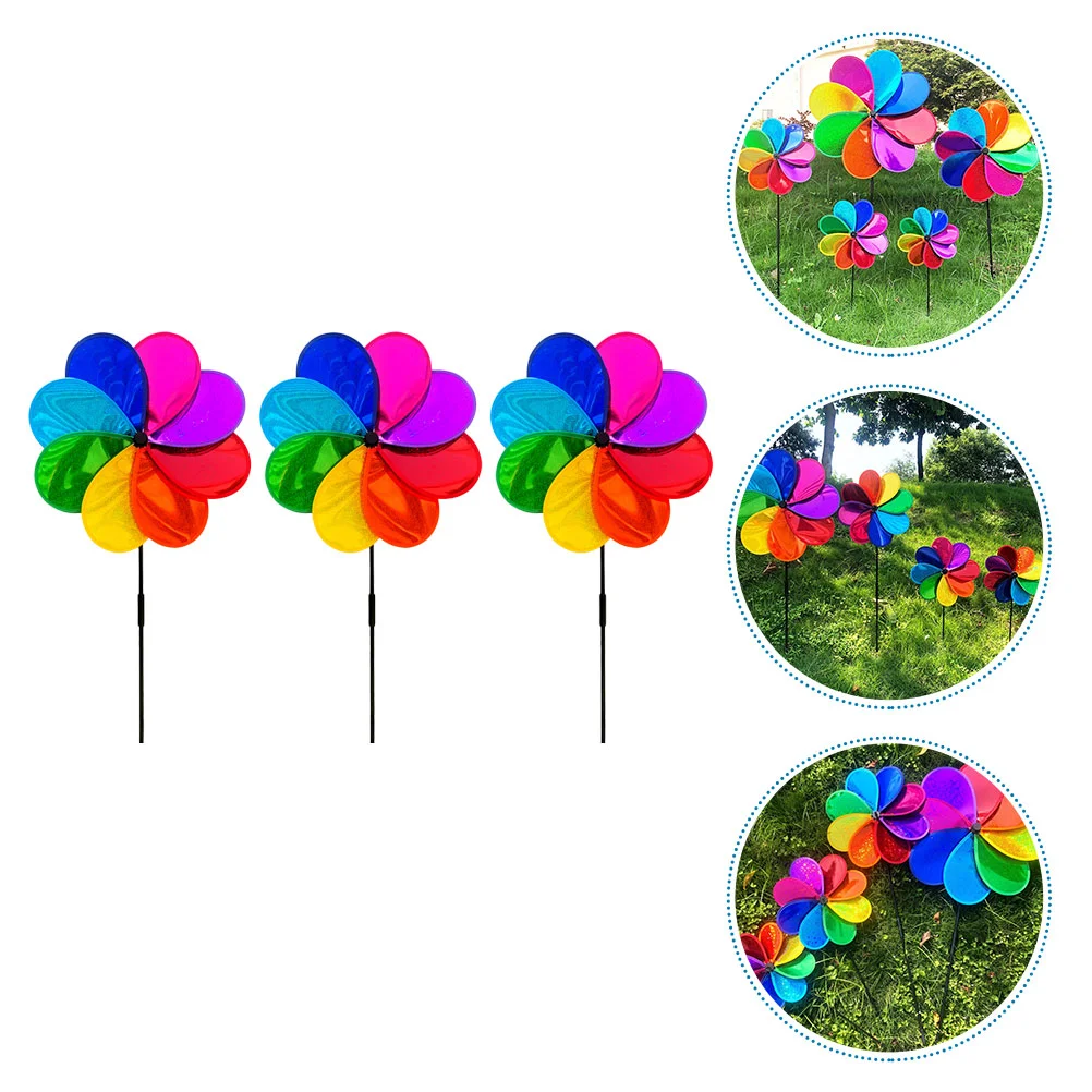 

3Pcs Windmill Decorative Kids Windmill Outdoors Decor Pinwheel Random Color