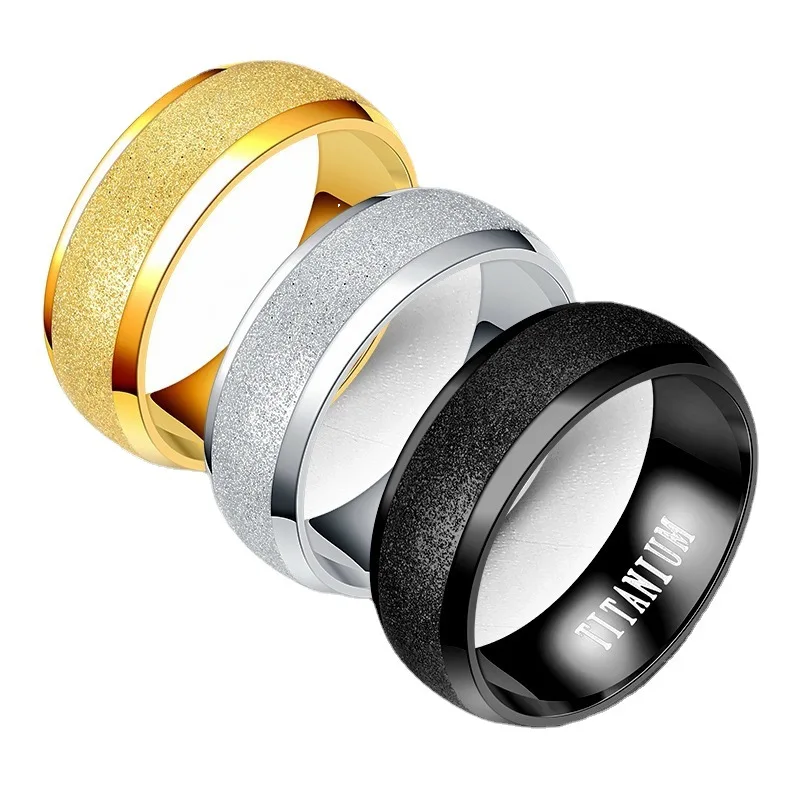 

European and American Fashion Men's Titanium Steel Ring Scratch Resistant Stainless Steel Frosted Ring Accessories Wholesale