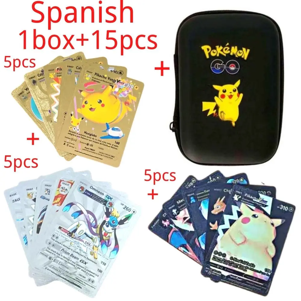 

Металлическая Золотая карточка Pokemon Charizard Vmax Gx Energy Card Charizard Pikachu редкая коллекция боевой тренер карточка детские игрушки