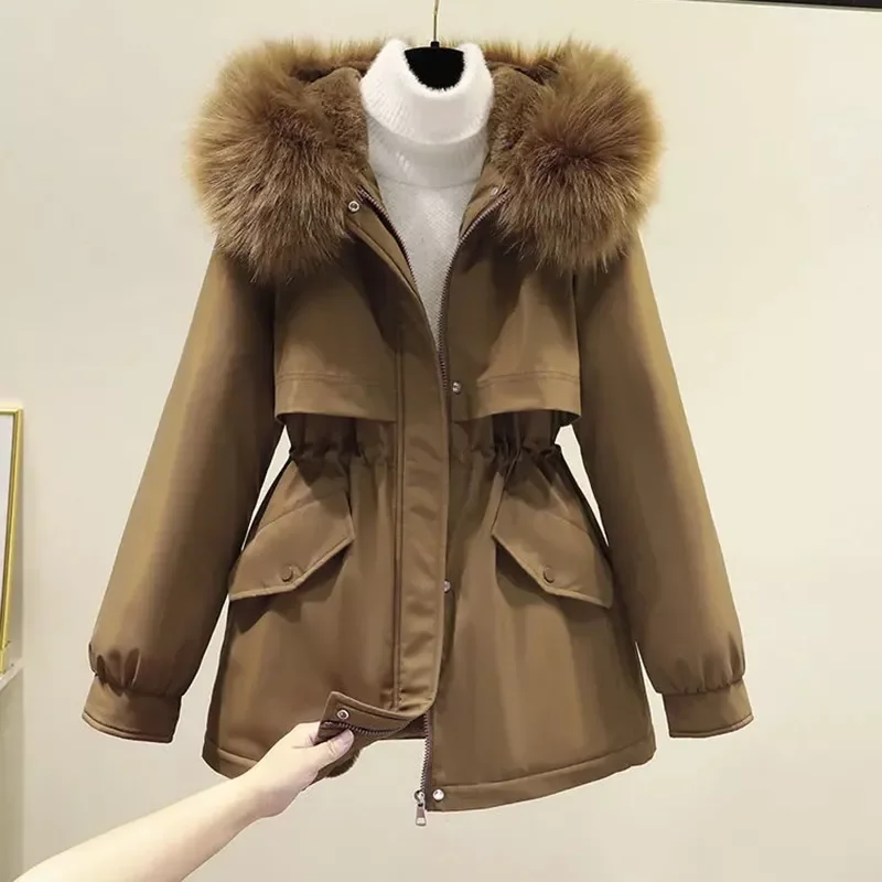 New2022 Cotton Padded Down Jacket Women Mid-length New Style Winter Plus Size 2XL Hooded  Winter Jacket Coat Loose Down Parka