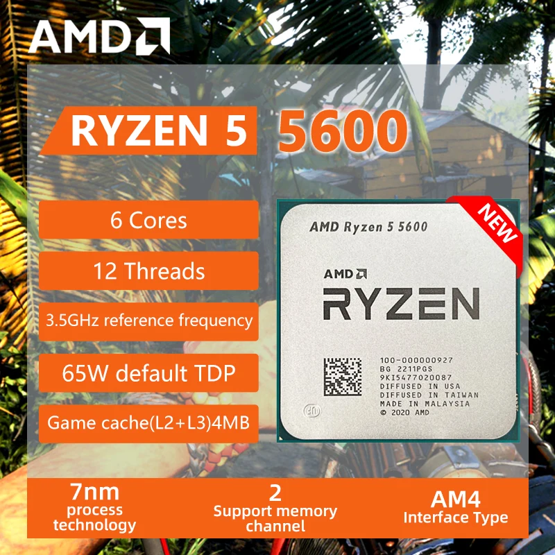Новый процессор AMD R5 5600 Ryzen 5 3 ГГц 6-ядерный 12-поточный 7 нм L3 = 32M 100-000000927 разъем AM4 -