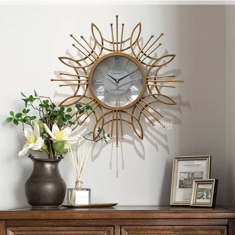 

Large American fashion creative clock wall decoration household art personality clock Nordic luxury living room clock decoration