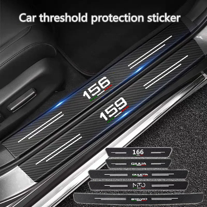 

3D Carbon Fiber Car Sticker Auto Door Sill Side DIY Paste Protector Strip For Alfa Romeo Sportiva Giulia Giulietta 159 156 MITO