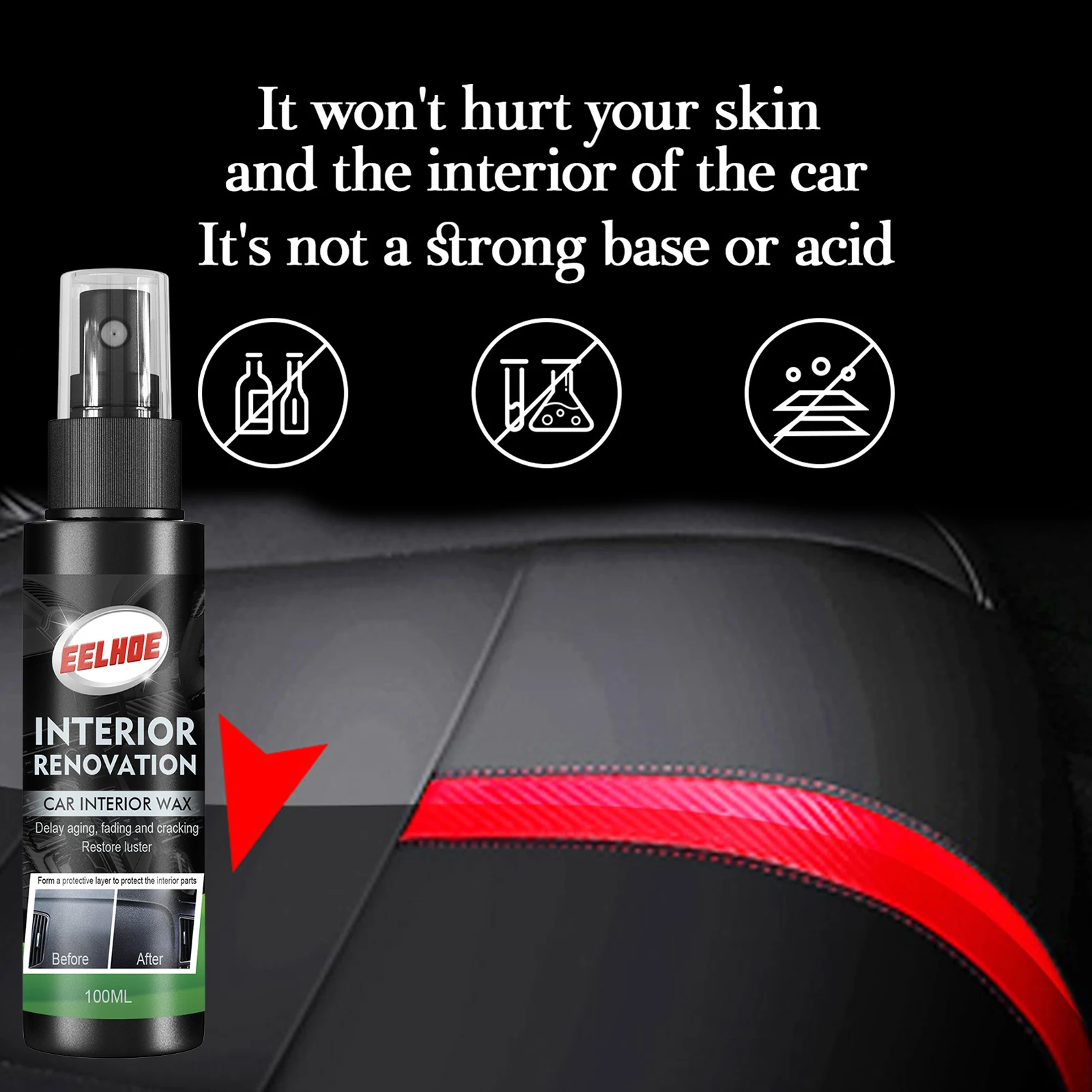 

100ml Auto Leather Plastics Parts Refurbish Agent Long Lasting Shine & Protection Car Interior Repair Cleaner Polishing Liquid