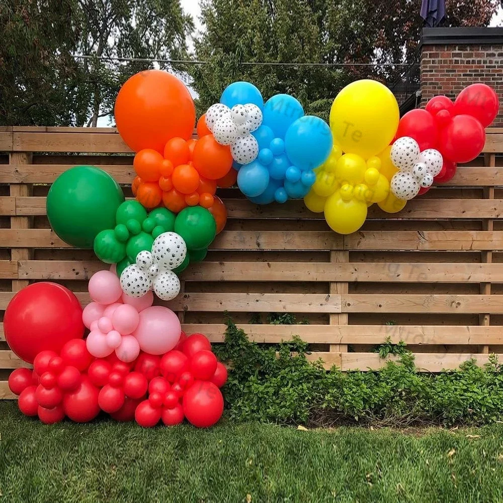 

Воздушные шары для детского дня рождения, апельсиновые, красные, синие, зеленые, желтые, белые шары в виде лап собаки, гирлянда для детского д...