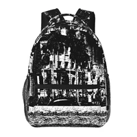 female backpack black and white silhouette building women backpack college school bagpack travel shoulder bags for teenage girls