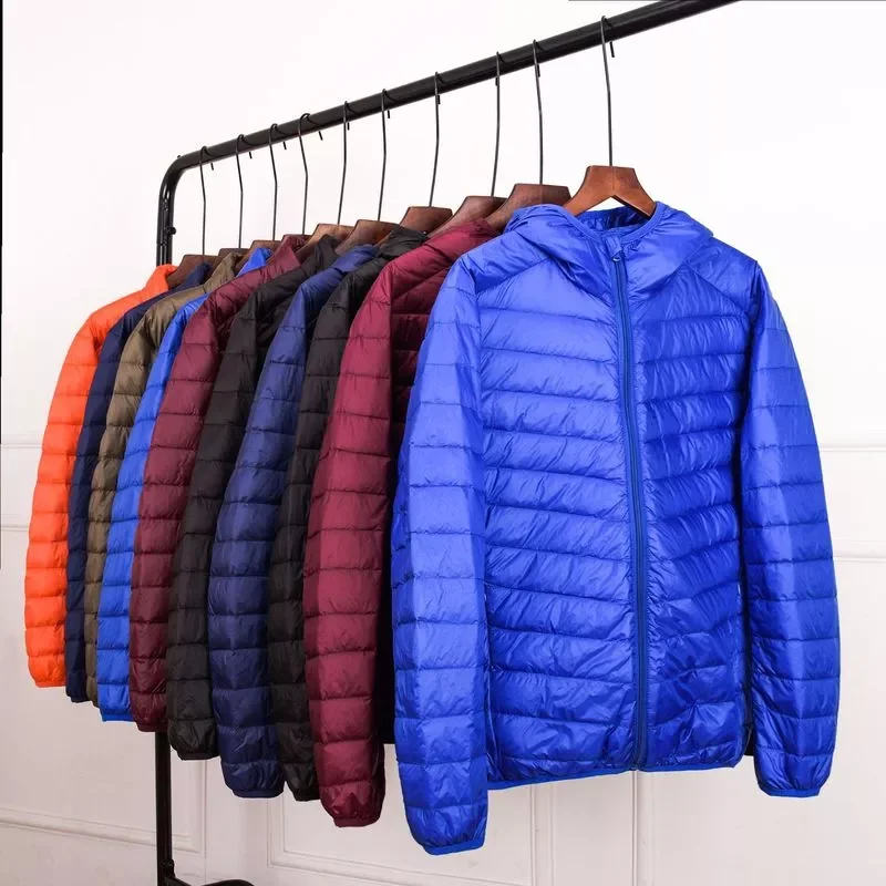 2022New Men Ultralight Thin Down Jacket White Duck Down Hooded Jackets Full Sleeve Warm Coat Parka Portable Outwear